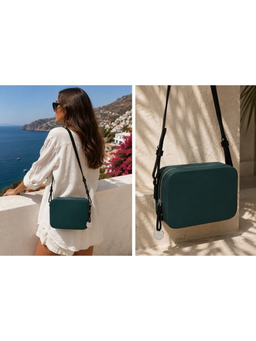 FABLOU Chelsea Green Silicone Crossbody Bag Black Strap Waterproof Vegan